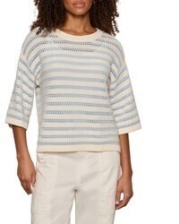 hellblauer Strick Häkelpullover