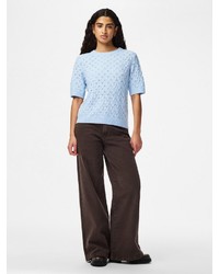 hellblauer Strick Kaschmirpullover von Pieces