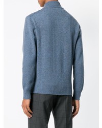 hellblauer Strick Pullover mit einem Reißverschluß von Doriani Cashmere