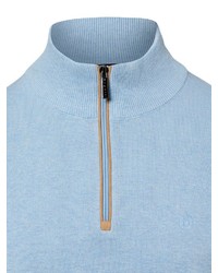 hellblauer Strick Pullover mit einem Rundhalsausschnitt von Bugatti