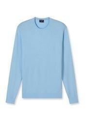 hellblauer Strick Pullover mit einem Rundhalsausschnitt von Olymp