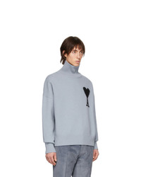 hellblauer Strick Wollrollkragenpullover von AMI Alexandre Mattiussi