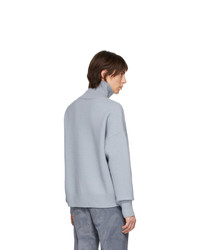 hellblauer Strick Wollrollkragenpullover von AMI Alexandre Mattiussi