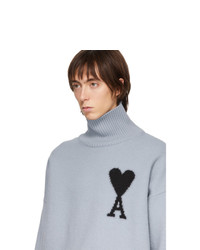 hellblauer Strick Wollrollkragenpullover von AMI Alexandre Mattiussi