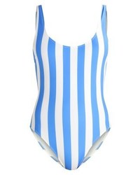 hellblauer vertikal gestreifter Badeanzug von Solid & Striped