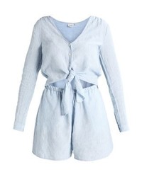 hellblauer vertikal gestreifter kurzer Jumpsuit von Gap
