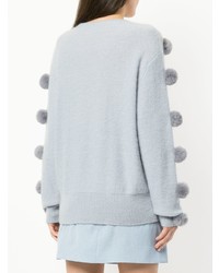 hellblauer verzierter Pullover mit einem Rundhalsausschnitt von Alice McCall