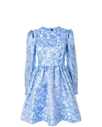 hellblaues ausgestelltes Kleid mit Blumenmuster von Calvin Klein 205W39nyc