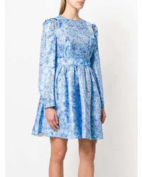 hellblaues ausgestelltes Kleid mit Blumenmuster von Calvin Klein 205W39nyc