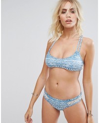 hellblaues bedrucktes Bikinioberteil aus Netzstoff von Rip Curl
