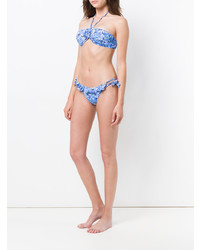 hellblaues bedrucktes Bikinioberteil von Emmanuela Swimwear