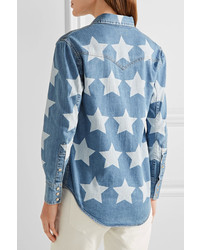 hellblaues bedrucktes Hemd von Saint Laurent