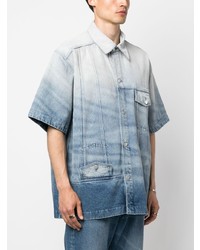 hellblaues bedrucktes Jeans Kurzarmhemd von Botter