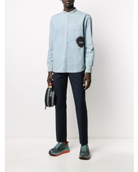 hellblaues bedrucktes Jeanshemd von MSGM