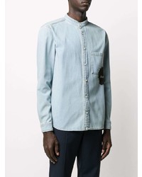 hellblaues bedrucktes Jeanshemd von MSGM