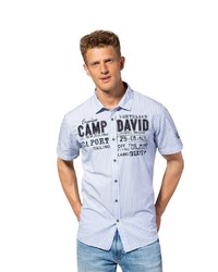 hellblaues bedrucktes Kurzarmhemd von Camp David