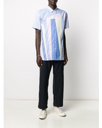 hellblaues bedrucktes Kurzarmhemd von Comme Des Garcons SHIRT