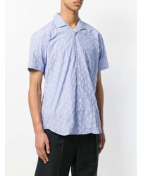 hellblaues bedrucktes Kurzarmhemd von Comme Des Garcons SHIRT