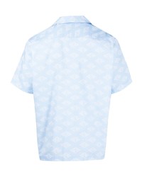 hellblaues bedrucktes Kurzarmhemd von Lacoste