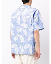 hellblaues bedrucktes Kurzarmhemd von Wooyoungmi