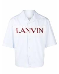 hellblaues bedrucktes Kurzarmhemd von Lanvin