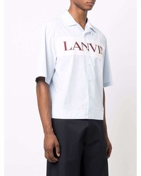 hellblaues bedrucktes Kurzarmhemd von Lanvin