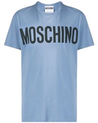 hellblaues bedrucktes Kurzarmhemd von Moschino
