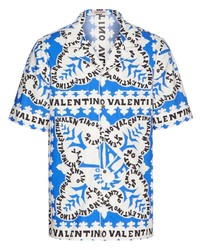 hellblaues bedrucktes Kurzarmhemd von Valentino