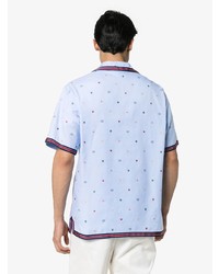 hellblaues bedrucktes Kurzarmhemd von Gucci