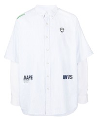 hellblaues bedrucktes Langarmhemd von AAPE BY A BATHING APE