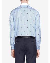 hellblaues bedrucktes Langarmhemd von Gucci