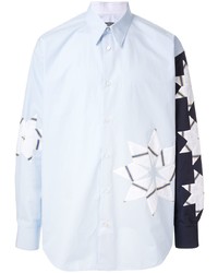 hellblaues bedrucktes Langarmhemd von Calvin Klein 205W39nyc