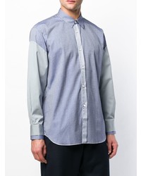 hellblaues bedrucktes Langarmhemd von Comme Des Garcons SHIRT