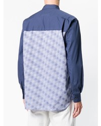 hellblaues bedrucktes Langarmhemd von Comme Des Garcons SHIRT