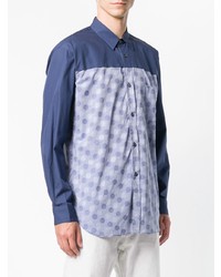 hellblaues bedrucktes Langarmhemd von Comme Des Garcons SHIRT