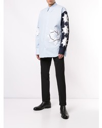 hellblaues bedrucktes Langarmhemd von Calvin Klein 205W39nyc