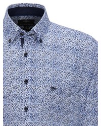 hellblaues bedrucktes Langarmhemd von Fynch Hatton