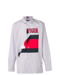 hellblaues bedrucktes Langarmhemd von Hilfiger Collection