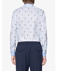 hellblaues bedrucktes Langarmhemd von Gucci
