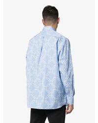 hellblaues bedrucktes Langarmhemd von Valentino