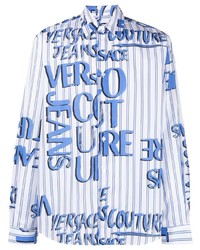 hellblaues bedrucktes Langarmhemd von VERSACE JEANS COUTURE