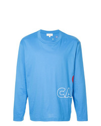 hellblaues bedrucktes Langarmshirt von CK Calvin Klein