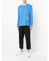 hellblaues bedrucktes Langarmshirt von CK Calvin Klein