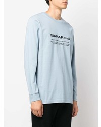 hellblaues bedrucktes Langarmshirt von Maharishi