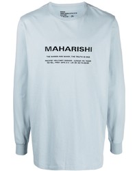 hellblaues bedrucktes Langarmshirt von Maharishi
