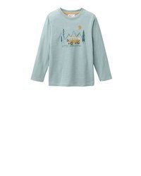 hellblaues bedrucktes Langarmshirt von People Wear Organic