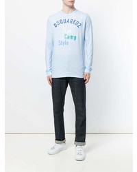 hellblaues bedrucktes Langarmshirt von DSQUARED2