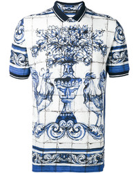 hellblaues bedrucktes Polohemd von Dolce & Gabbana