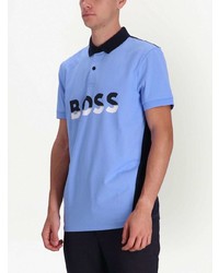 hellblaues bedrucktes Polohemd von BOSS