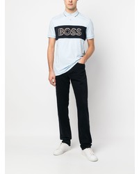 hellblaues bedrucktes Polohemd von BOSS